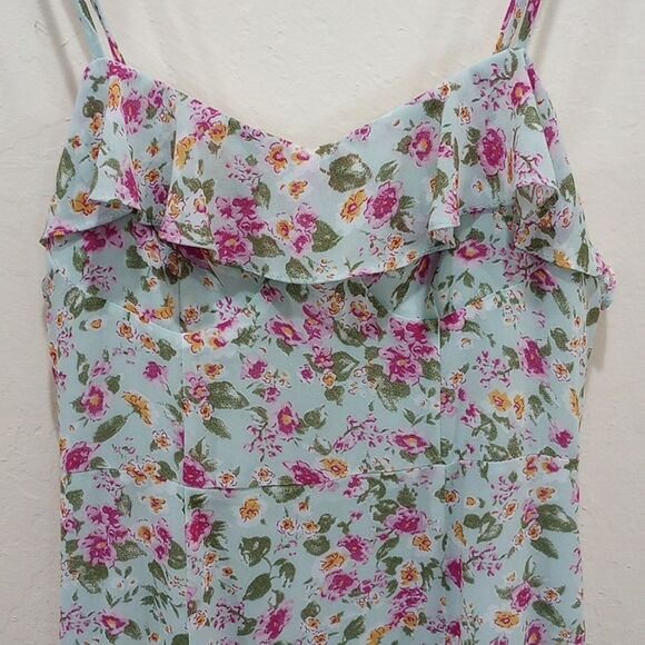 NWT! Lulu's Darling Blossoms Mint Floral Print Ruffled Maxi Dress - M - Picture 7 of 13